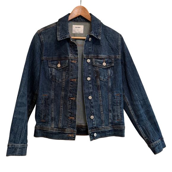 Old Navy Classic Denim Jacket Womens Size M Medium Wash Fall Y2K Grunge Retro - Picture 1 of 5